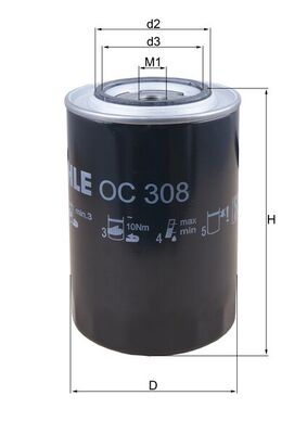 Oil Filter - OC308 MAHLE - 107630, 1901603, 1909101