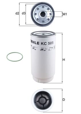 KC505D, Palivový filtr, Filtr paliv., MAHLE, 0501105010, 9604770003, A9604770003, 49557, F026402038, FP5782, H356WK, P551026, PL420/7X