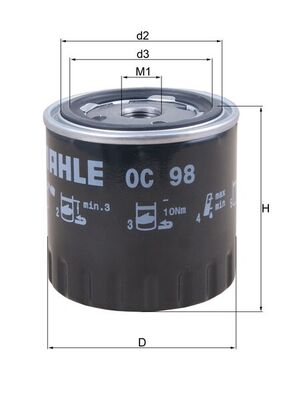 Olejový filtr - OC98 MAHLE - 0000942602, 110922, 5000735