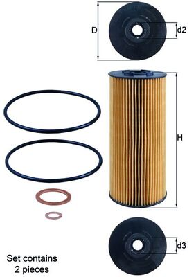 Oil Filter - OX137D1/S MAHLE - 3661840125, 5001846629, 3661840125O.D.