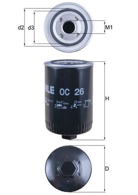 OC26, Olejový filtr, Filtr olej., MAHLE, 0001140201, 000922853, 0009830627, 01160024, 05919130, 061584009, 11421318932, 11700375, 1879134, 1R0734, 20608940, 215420, 243250, 2680600298, 28006, 2999976M1, 40600493, 41150059A, 5001846637, 5106133, 6002115212, 6002115240, 6002116230, 6005000735, 605411880009, 61584009, 637122, 690260, 7101070332, 7984325