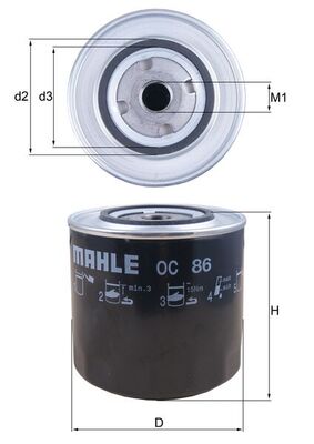 OC86, Ölfilter, MAHLE, 0000004434825, 0004434825, 04415540, 1901606, 2060471915000, 5007385, 7701008689, 93892080, 4434825, 4712132, 5010962, 7701349151, 4719150, 5011887, 7701349779, 4777082, A800X6714NA, 712132, A830X6714AEA, A830X6714CA, EFL153, 0451203112, 10.23.04/110, 106487, 2040, 2316700, 358OS, 51189E, AP3618, AZL130