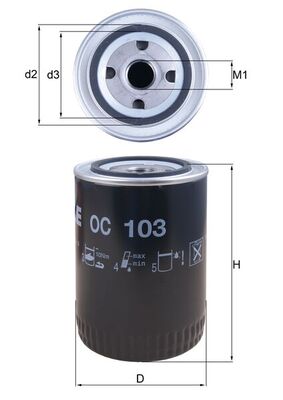 Olejový filtr - OC103 MAHLE - 0003132302, 152499, 6005012109