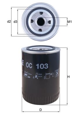 OC103, Ölfilter, MAHLE, 0003132302, 152499, 6005012109, 6436383, 6437968, 77010793, 998457R91, 9Y4450, AR58956, AT19044T, CT6005012109, T19044, T19044D, T19044T, T19044TH, T19044TL, 0451104005, 110AP, 154777878490, 195873, 2311200, 35308030, 4068, 51243, 608, 6511730, 74.85.07/110, AP3411, AZL029, BC1039