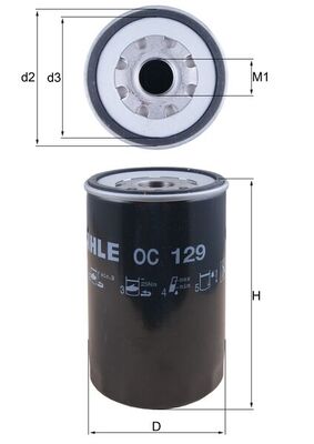 Olejový filtr - OC129 MAHLE - 4000151830, 5149814, 63881900
