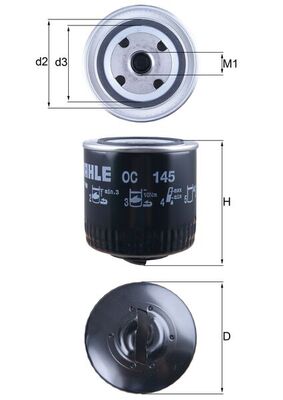 OC145, Ölfilter, MAHLE, 030115561C, 030115561D, 30115561C, 0451103289, 100148, 100318, 152071758728, 15.30.14/110, 15422/9, 2011, 22534, 2342500, 4324, 50013506, 586066, 8671002332, BFO4159, C125, DO1817, ELH4334, EOF065, FH1064, FO109, FT5388, FX0128, H10W12, L27920, LS132, LS286, OL109