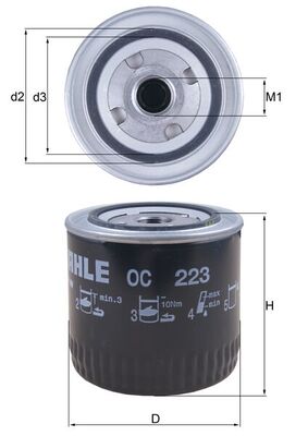 OC223, Olejový filtr, Filtr olej., MAHLE, 4186267, 4243445, 5017319, 7700073302, 7700730077, 7700640165, 8933004195, 93156290, 7700675302, 94243270, J0033408, 7700676302, T0730077, 7700695801, 7700695804, 7700854852, 7701043377, 7701349452, 7701720978, 7708715147, 8200007832, 8671002273, 8671012211, 0451103099, 1381, 152071758792, 2027, 20.37.12/110, 2317700, 27155