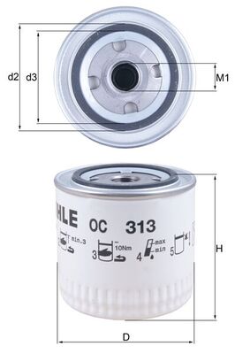 Olejový filtr - OC313 MAHLE - 30887496, 3473645, 3473645-4