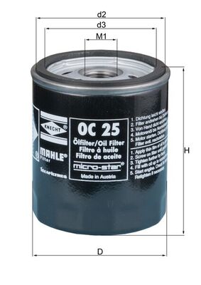 Oil Filter - OC25 MAHLE - 11421250534, 1220338, 142948872