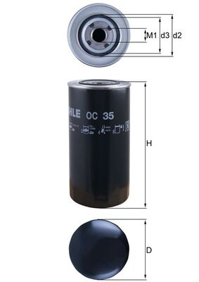Olejový filtr - OC35 MAHLE - 19011604, 1901604, 1909137