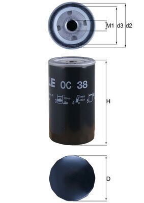 Olejový filtr - OC38 MAHLE - 02/130142, 1447082M1, 20976908