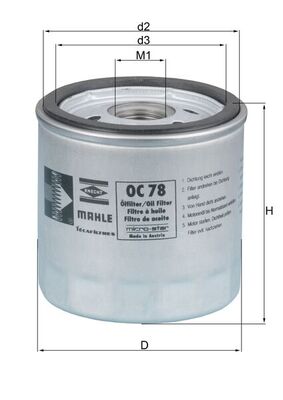 Oil Filter - OC78 MAHLE - 035115591, 41150063A, 5018025