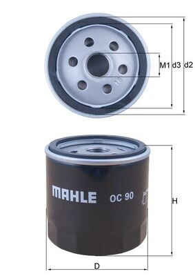 Oil Filter - OC90 MAHLE - 04502696, 0650401, 5009285