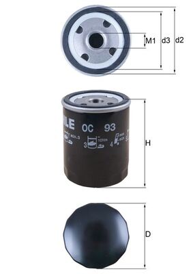 OC93, Olejový filtr, Filtr olej., MAHLE, 0650382, 25010908, 3827069, 5005571, 90442434, 9Y4455, 0650388, 25012760, 38270690, 5005804, VOF133, 0650389, 25171377, 5010913, 883162, 650382, 7984937, A790X6714AA, 650388, 93156959, A790X6714JA, 650389, A830X6714AA, 90183727, EFL143, 90421982, 93156305, 0451103085, 098OS, 1036