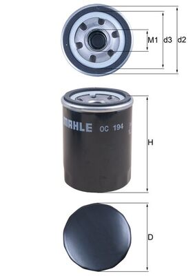 Olejový filtr - OC194 MAHLE - 0FE3R14302, 1520831U00, 15208-9E01A
