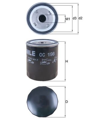 OC198, Ölfilter, MAHLE, 01164626, 01174416, 7621057, 1174416, 1164626, A0,4H4123, 0451103019, 15.30.11/110, 30738048, 4334, 57085, 98262/136, ADG02104, DO217, FT1516A, H90W02, LF3766, LS188B, PH2816, W712/4, 0451103272, 17.33.02/110, DO289, PH4824, P3272