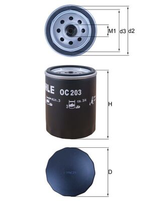 Olejový filtr - OC203 MAHLE - 1039020, 1E0714302, 7984340