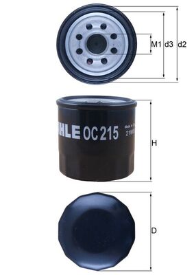 OC215, Oil Filter, MAHLE, 152084A00A, 1560181402, 1560197202, 16510-61AV1, 16510M68K00, 372-1012010, 438038, 5012577, 551821103, 651324002610, 1560182703, 15601B2030, 1651061AR0, 465Q1017950, 5019426, B010014, 1560182706, 15601BZ010, 1651073000, 870X6714AKA, C3721012010, 1560187103, 1651073001, A840X6714JA, 1560187106, 1651073002, EFL288, 1560187106000, 1651073010, 1560187107