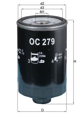 OC279, Ölfilter, MAHLE, 037115561, 0451103280, 2346200, 26.43.03/110, 51088, 586018, 8671002053, BC1267, C155, FT5222, H14W33, L24466, LS702, OP526/3, PH2870A, SP1074, VFL375, VY2166, W719/21, WL7073, X4050E, P3280, PH5414, PH561