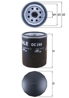Olejový filtr - OC298 MAHLE - LPX100590, 0451103342, 100LL05