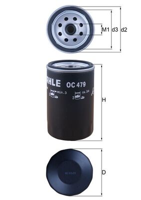 OC479, Oil Filter, MAHLE, 0003945577, 0009830626, 0060553431, 00K04781452BF, 01174255, 0649015, 1037678, 2654406, 41150064B, 4781452AA, 4781452BB, 60808974, 90542344, 91153945, CA0214302, 0060808974, 00K05003558AB, 01174484, 41152006F, 91155611, 978M6714C3A, CA0214302A, 04720364, 1174255, 5003558AA, 5650314, E1EE6714AA, F8CZ6731AA, 04778838, 1174484