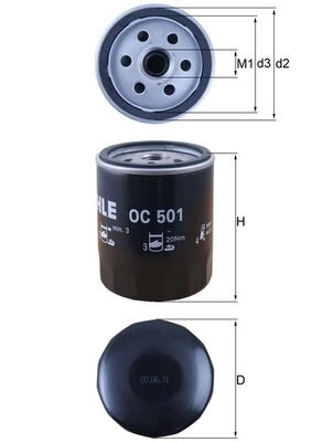 OC501, Oil Filter, MAHLE, 0000005889209, 0003897992, 0075221627, 00K04105409AE, 1109W7, 1520860400, 1903949, 20155370, 326701262071, 37Z-02O-F301, 4105409, 452040901, 46624209, 5005572, 6002112110, 700723604, 7701415064, 834940-9, 87409203, 9975214, AM310205, DWK1019575, 0004449040, 0060574554, 04105409, 31725L1000, 3897992, 4105409AB, 4371581, 452041101