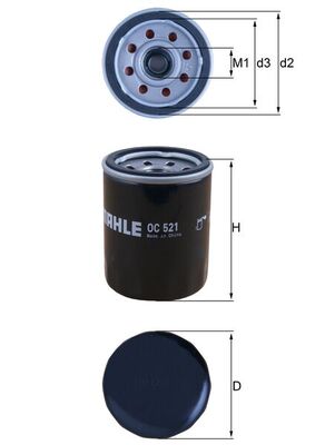 OC521, Olejový filtr, Filtr olej., MAHLE, 0B63114302, 0FE3R14302, 0JE1514302, 0K90014300A, 2630002750, 2630002751, 2630002752, B63114302, KK12014302, OJE1514302, S2630002500, S2630002501, S2630002502, S2630002750, S263002Y500, 0451103364, 2326500, 62523, ADG02109, FT5407, H313W, J1310507, LS225, R198, SO6087, W610/7, WL7134, Z653, 0986452061, ADG02165
