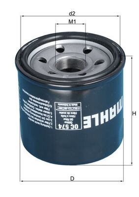 Olejový filtr - OC574 MAHLE - 1541APWB1900, 16510-03G00, 52010S005