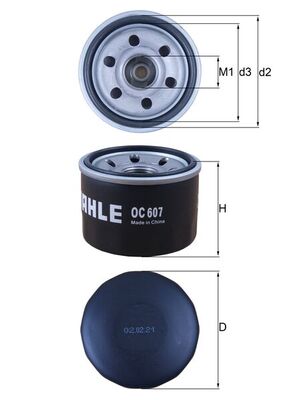 Olejový filtr - OC607 MAHLE - 1230A040, 1321800010, 1321800110