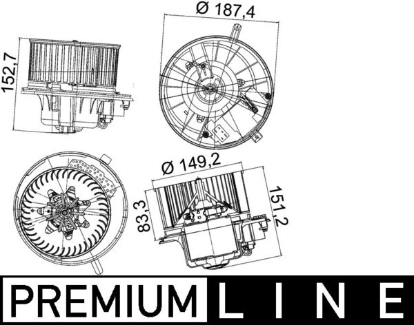 Vnitřní ventilátor - AB149000P MAHLE - 1K1820015, 1K1820015A, 1K1820015C