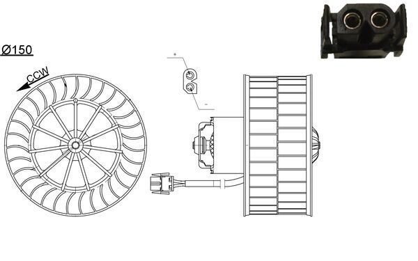 AB44000S, Interior Blower, MAHLE, 1385124, 64111385124, 64118390434, 8390434, 0642773, 069412678010, 34121, 742390N, 884751, 8EW351104761, BW8485, GA33009, V20-03-1118, GA33010