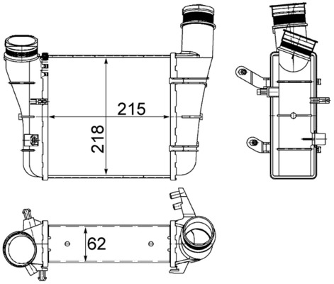 CI336000S, Chladič turba, Chladič turbodmychadla, MAHLE, 8E0145805F, 8E0145805S, 03004221, 0710.3105, 102986, 30148, 31-0047, 351319203410, 4785.037.0000, 487000N, 60034221, 702041, 801M22A, 818757, 96707, AI4221, V15-60-5065, 30148A, 351319203413, AIA4221