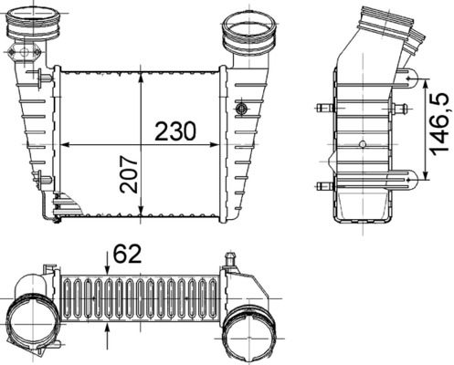 CI346000S, Chladič turba, Chladič turbodmychadla, MAHLE, 3B0145805E, 3B0145805M, 3B0145805H, 3B0145805N, 8D0145805B, 8D0145805D, 0710.3024, 103743, 30147, 351319200693, 487001N, 58004216, 702059, 801M20A, 818720, 96731, V15-60-5064, VN4216, 30147A, VNA4216, VW4216, VWA4216