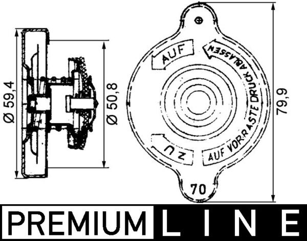 CRB15000P, Uzavírací víčko, chladič, Víčko chladiče motoru, MAHLE, 0005015815, 81.12210.6008, 0005018615, A0005015815, A0005018615, A000501581564, 750200N