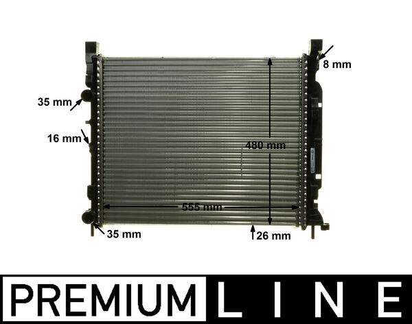 CR1155000P, Radiator, engine cooling, MAHLE, 4155000102, 8200455801, A4155000102, 01063113, 180086N, 350213142500, 43002470, 53002, 637623, 700959, DRM23037, RA0231070, RT2470, 350213142502, 550351, 698545, RTA2470, 350213142503