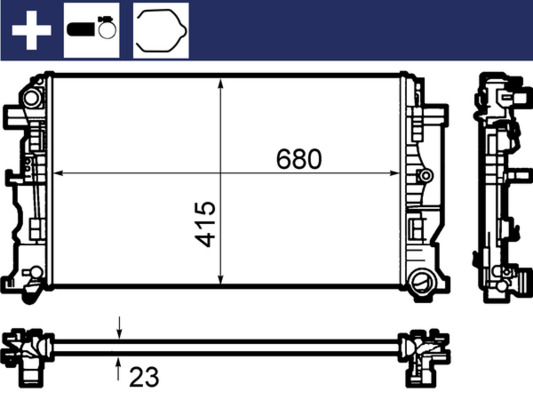CR1710000S, Kühler, Motorkühlung, MAHLE, 2E0121253, 9065000002, 2E0121253B, 9065000102, 9065000202, A9065000002, A9065000102, A9065000202, 53885A, 734927, VW2279, 735084