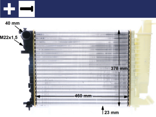 CR2205000S, Chladič, chlazení motoru, Chladič motoru, MAHLE, 1301.J8, 1301.J9, 1301.TG, 1301TG, 1301.TN, 1301TN, 96.050.669, 9624765480, 007M22, 0103.3013, 060250N, 09002059, 24715, 27147, 316715, 350213118900, 613671, CN2059, CNA2154, V42-60-0001, 007V12, 350213373000, 58823, 61367A, 732534, CNA2059, KCN059, 350213373003, 816715, 350213373004