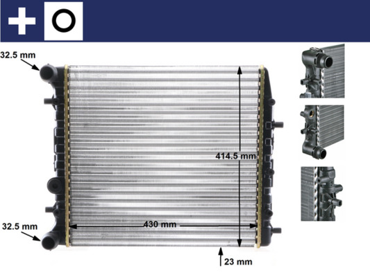 Radiator, engine cooling - CR454000S MAHLE - 5Z0121253, 6Q0121253AE, 6Q0121253AG