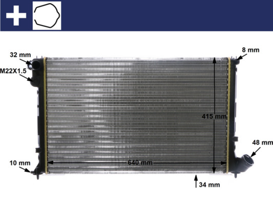 Radiator, engine cooling - CR594000S MAHLE - 00001301GE, 1301.FV, 1301GE