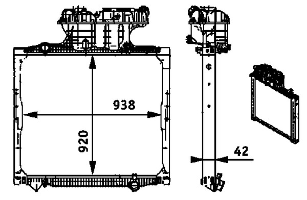 CR701000P, Kühler, Motorkühlung, MAHLE, 81061016459, 81061016462, 81061016473, 81061016477, 81.06101.6512, 81.06101.6520, 81.06101.6801, 81061016469, 81061019477, 82061016074, 0237.3004, 10028, 115M10, 261910N, 400576, 50588, 62873, 64002016, 733421, KMN016, RX139004, 2373004, 261910S, 404444, 733429, M115010A, MN2016, 261910T, 960814, MN3016