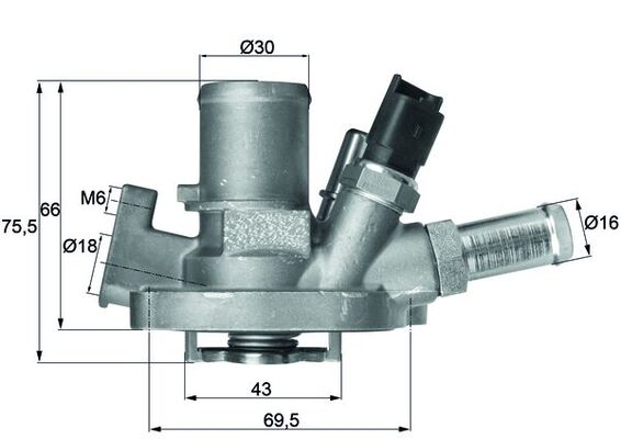 TI15180, Thermostat, coolant, MAHLE, 0000055250168, 00K04892642AC, 04892642AD, 55215006, 00K04892642AB, 04892642AC, 4892642AD, 55250168, K04892642AC, K04892642AB, K04892642AD, 41087180D, 725034, 78758, 819731, TH42780G1, TH7228.80J