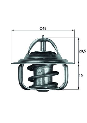 TX588D, Thermostat, coolant, MAHLE, 1338042, 1338047, 1497689, 1635905, 90108546, 1509953, 1520969, 5004887, 60124378, 6085917, 6018925, 6018926, 6085229, 6085918, 6147837, 6201207, 6201247, 70HF8575A2D, 72HF8575A1A, 74HF8575AA, 74HF8575BA, 79HF8575AA, 800572, 800573, 800574, 81SF8575EA, 81SF8575FA, 84HF8575AA, 85HF8575AA, 91XM8575AA