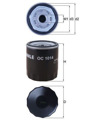 Oil Filter - OC1014 MAHLE - 30711781, 30731880, 31330049
