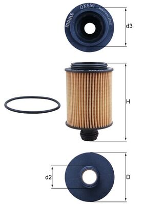 Oil Filter - OX559D MAHLE - 0650017, 19301505, 55565960