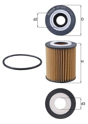 Oil Filter - OX1237D MAHLE - 1624797780, 2189433, SU001A7824