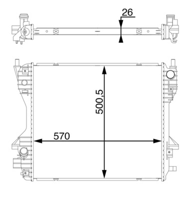 CR1363000S, Chladič, chlazení motoru, Chladič motoru, MAHLE, C2C32997, C2Z6984, CC2C32997, XR847785, XR856379, XR858121, XR858580, 59060, 66706, 77002040