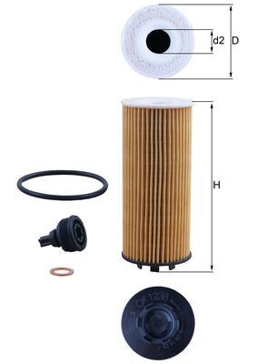 Oil Filter - OX1238D MAHLE - 11428593186, 8593186, 2521100