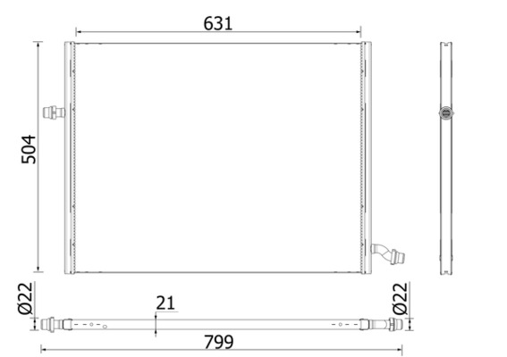 CIR37000P, Niedertemperaturkühler, Ladeluftkühler, MAHLE, 0995003500, A0995003500, 550167, 606497