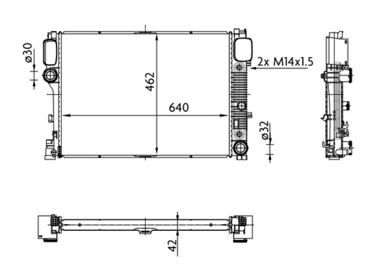 CR38000S, Chladič, chlazení motoru, Chladič motoru, MAHLE, 215000103, 2215000003, 2215000203, 2215000503, 2215002603, 2215003103, A2215000003, A2215000203, A2215000503, A2215002603, A2215003103, 30002492, 53839, 67107A, 734447, MS2492, RA0170960, 734945, 735298