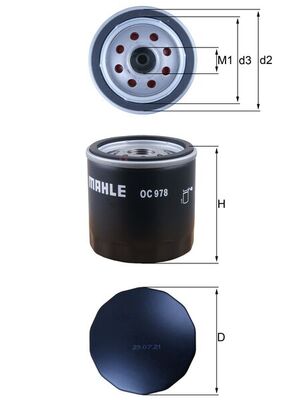 Olejový filtr - OC978 MAHLE - 152080021R, 1520800Q1D, 152085488R